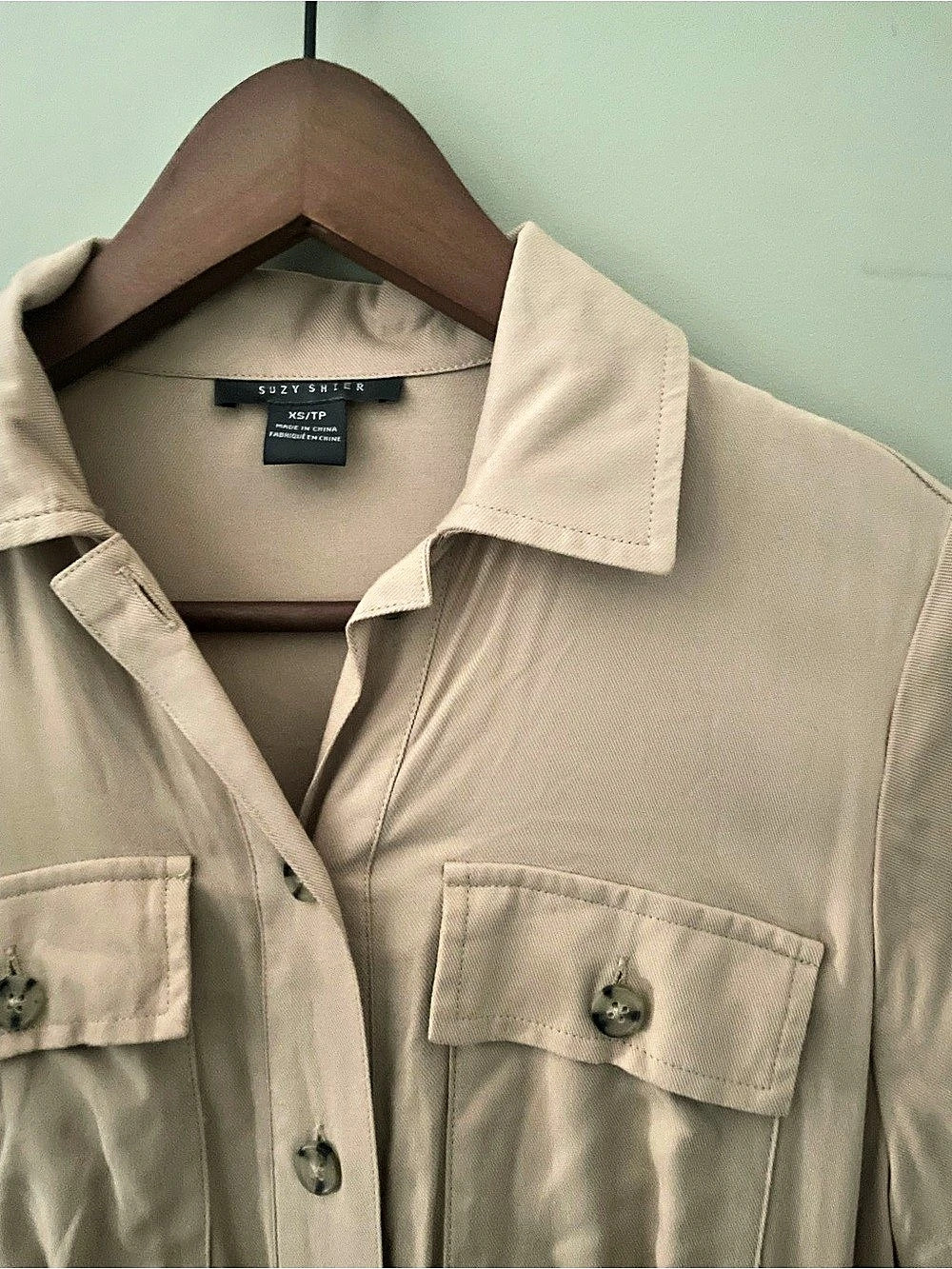 Shirt Dress Maxi in Tan — Suzy Shier — XS — Never Worn